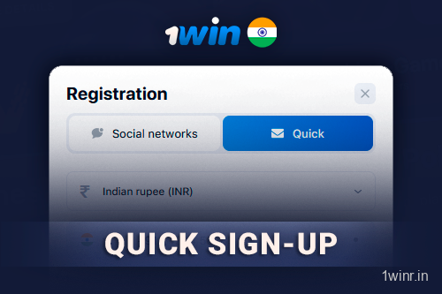 Quick sign-up 1win In India