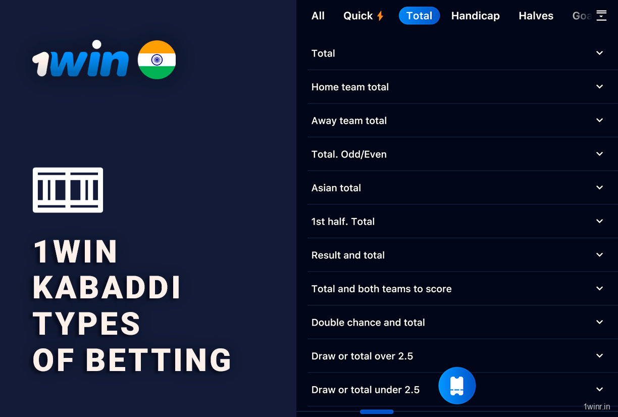 Kabaddi Types of Bets - 1Win