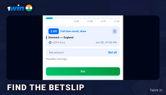 Go to 1Win betslip - Betting on Football