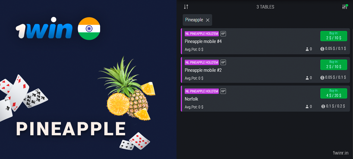 In pineapple poker players are dealt with three cards instead of two - 1Win