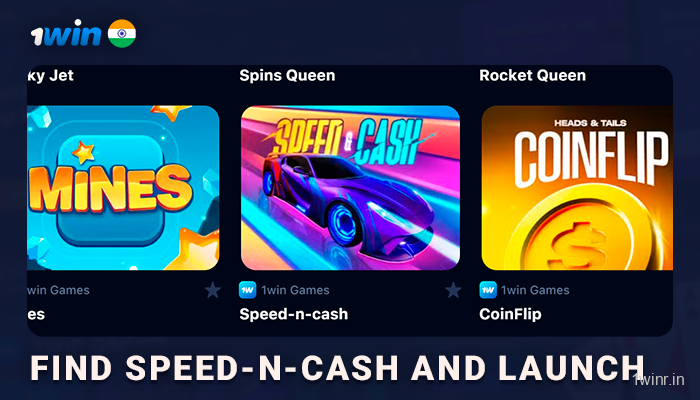 Find Speen-n-Cash Game at the main menu, at casino section or using filters - 1Win India