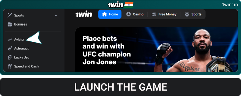 Launch the game Aviator at 1win IN