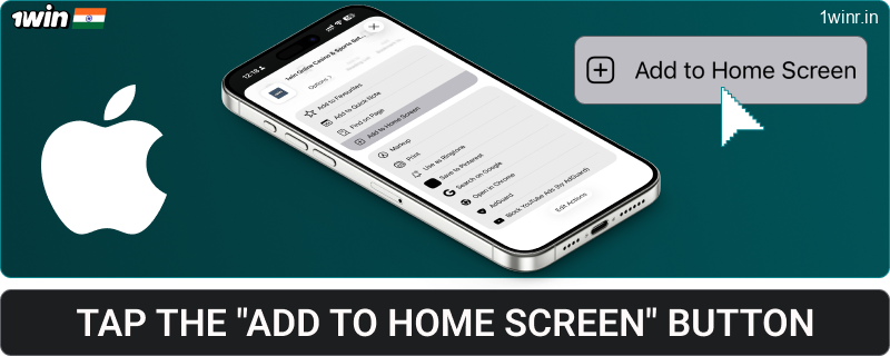 Click the Add button for the 1win India iOS app