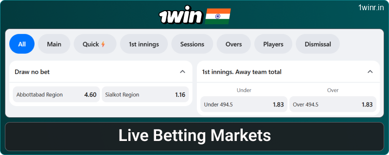 Market types at 1win IN