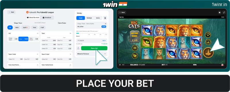 Place your bet at 1win IN