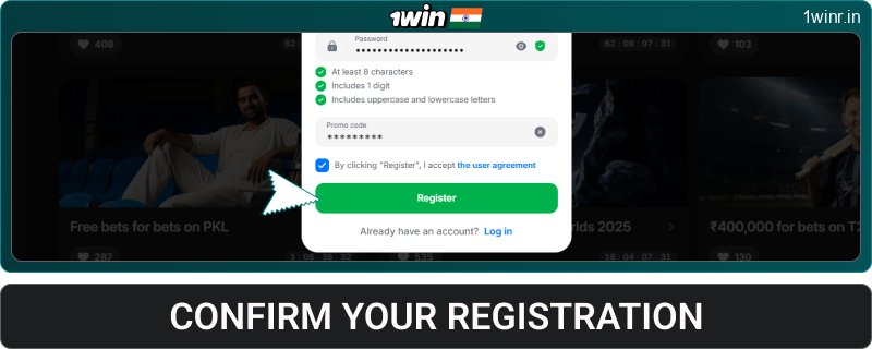 Complete your registration at 1win IN