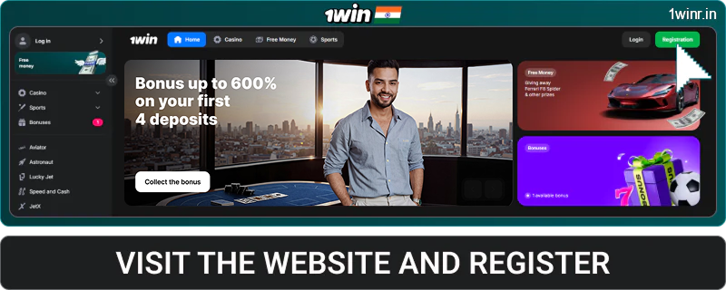 Visit the 1win India website