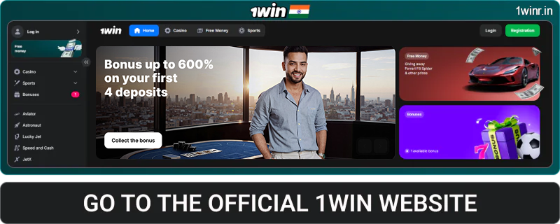 Go to the official 1win IN website